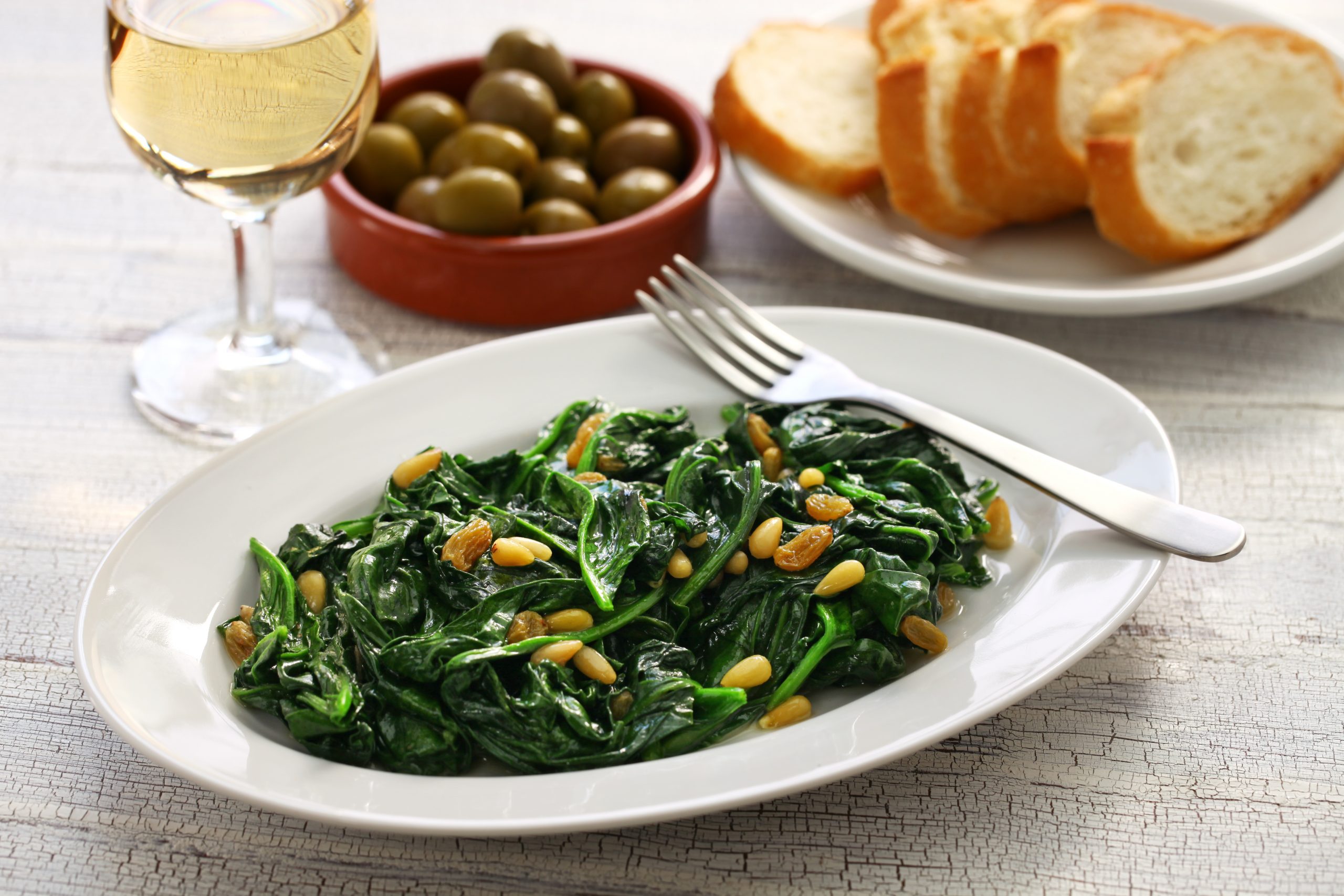 Spinach with Pine nuts & garlic